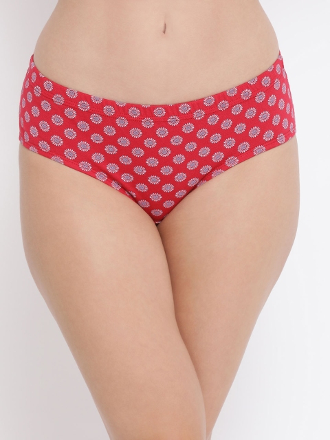 

Clovia Women Red & White Printed Mid-Rise Hipster Brief PN2855D04XL