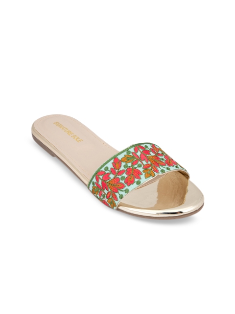 

Signature Sole Women Green Woven Design Open Toe Flats