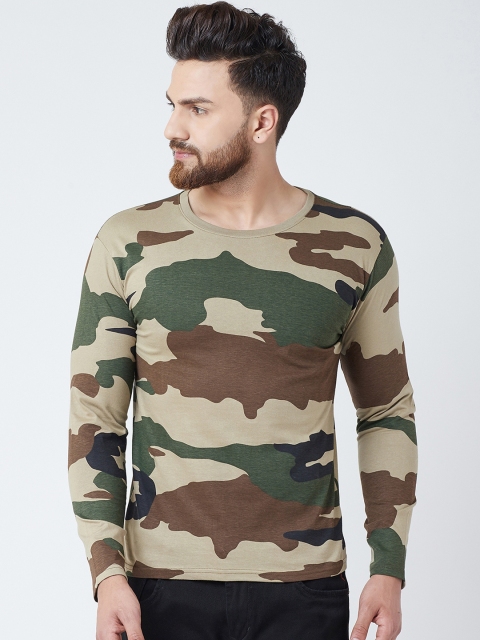 

The Dry State Men Khaki Camouflage Round Neck T-shirt