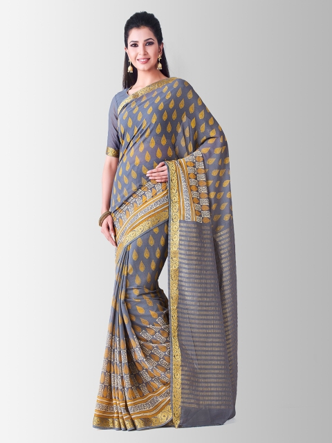 

MIMOSA Grey Poly Chiffon Woven Design Banarasi Saree