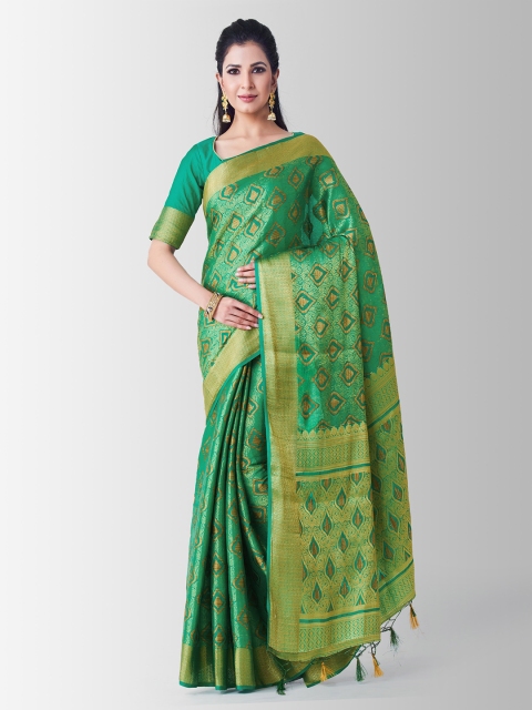 

MIMOSA Green Art Silk Woven Design Kanjeevaram Saree