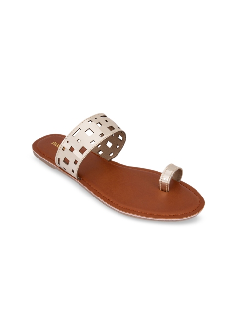 

Signature Sole Women Gold-Toned Solid One Toe Flats