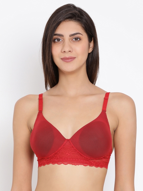 

Clovia Lace Padded Non-Wired Racerback T-Shirt Bra, Red