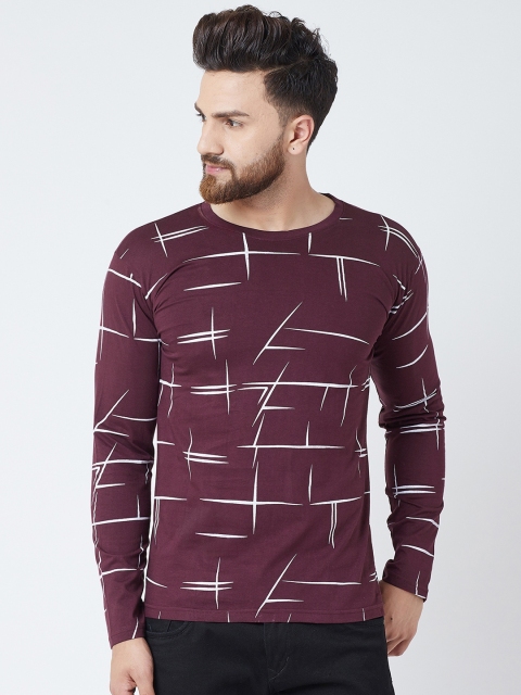 

The Dry State Men Burgundy Printed Round Neck T-shirt