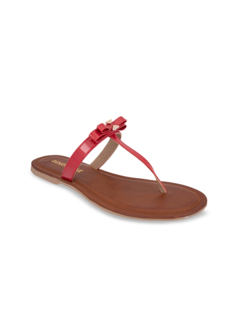 

Signature Sole Women Red Solid T-Strap Flats