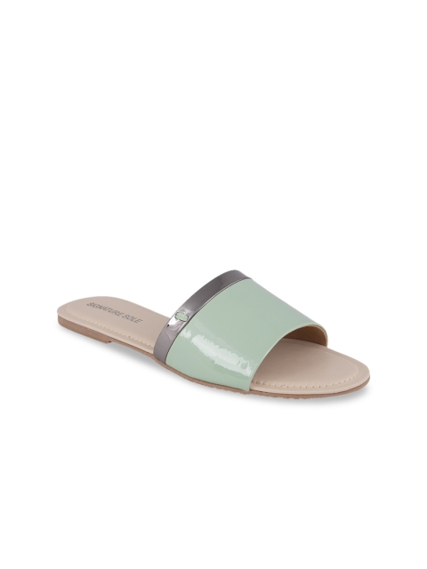 

Signature Sole Women Green Solid Open Toe Flats
