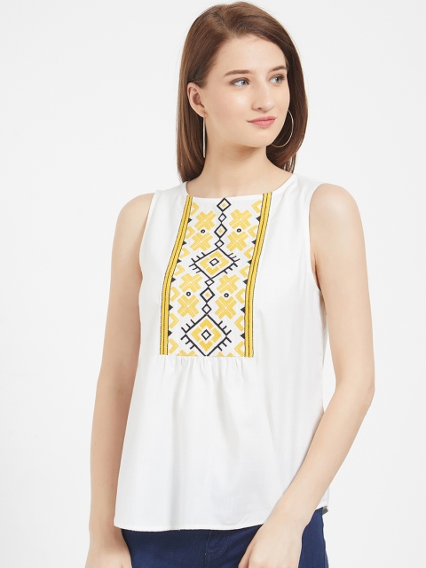 

109F Women Off-White Solid Top