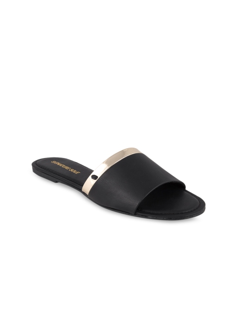 

Signature Sole Women Black Solid Open Toe Flats