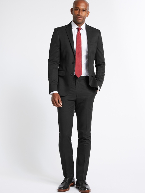 

Marks & Spencer Men Black Skinny Fit Solid Formal Trousers