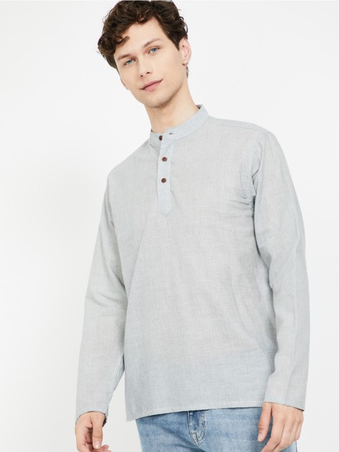 

Melange by Lifestyle Men Grey Solid Straight Kurta