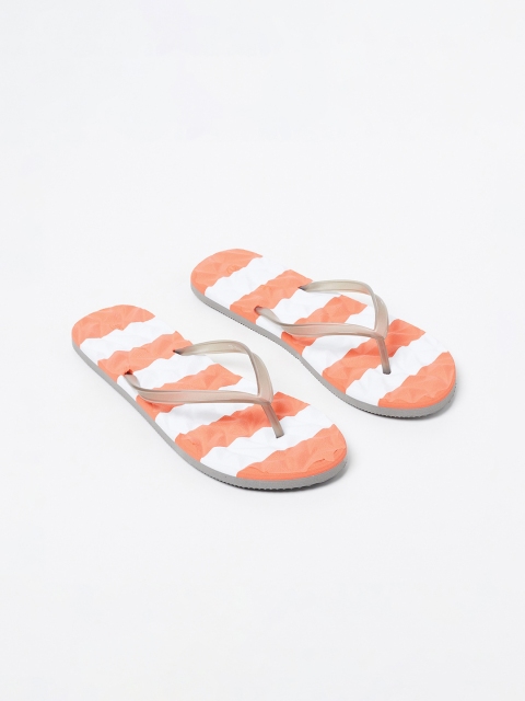 

Ginger by Lifestyle Women Orange & White Striped Thong Flip-Flops