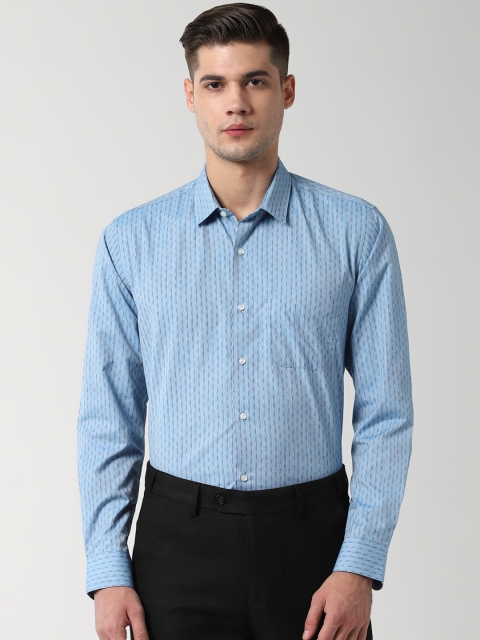 

Peter England Men Blue Regular Fit Striped Formal Shirt