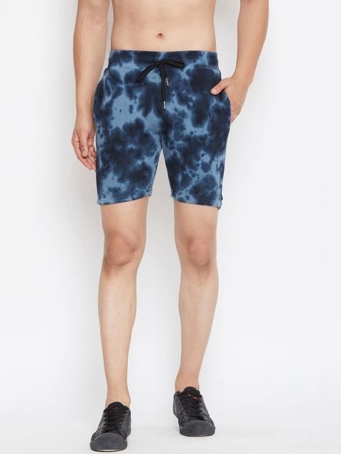 

FUGAZEE Men Blue & Black Washed Slim Fit Sports Shorts