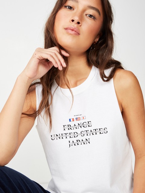 

COTTON ON Women White Printed Round Neck T-shirt