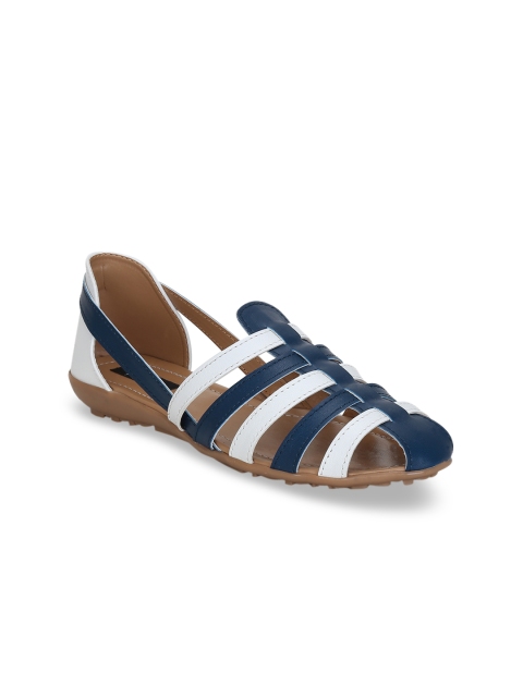

Kielz Women White & Blue Colourblocked Open Toe Flats