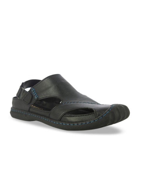 

Alberto Torresi Men Black Leather Shoe-Style Sandals