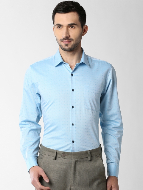 

Peter England Men Blue Slim Fit Self Design Formal Shirt