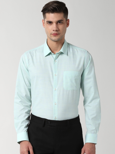 Peter England Men Sea Green Slim Fit Solid Formal Shirt