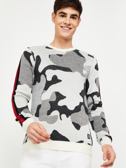 

Bossini Men Grey & White Printed Sweater