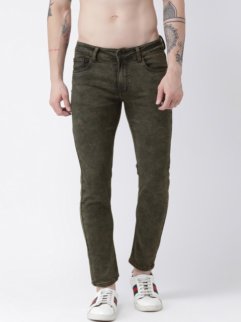

Rex Straut Jeans Men Olive Green Slim Fit Jeans