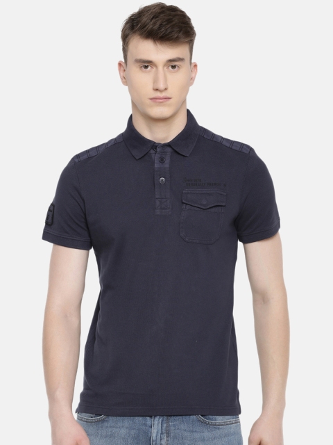 

Celio Men Navy Blue Solid Polo Collar Pure Cotton T-shirt