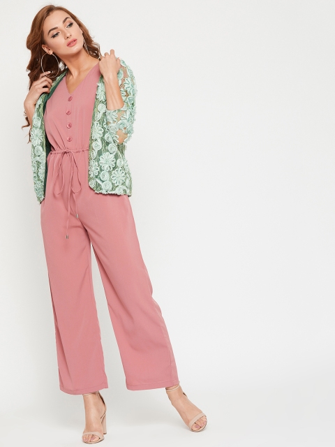 

Carlton London Women Pink Solid Basic Jumpsuit