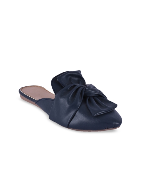 

BuckleUp Women Navy Blue Solid Mules