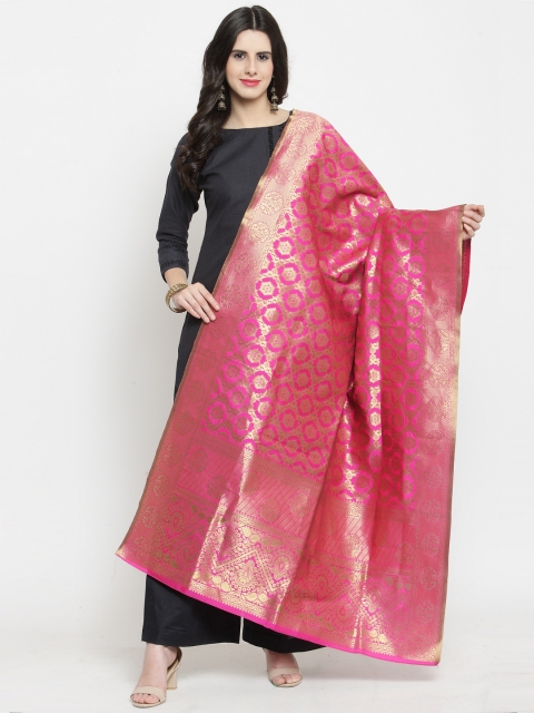 

mf Pink Woven Design Dupatta