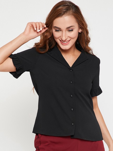 

Carlton London Women Black Regular Fit Solid Casual Shirt