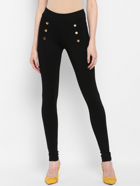 

FOSH Women Black Solid Skinny-Fit Jeggings