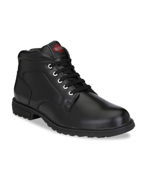 

Mactree Men Black Solid High-Top Flat Boots