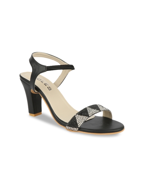 

SOLES Women Black Solid Embellished Heels