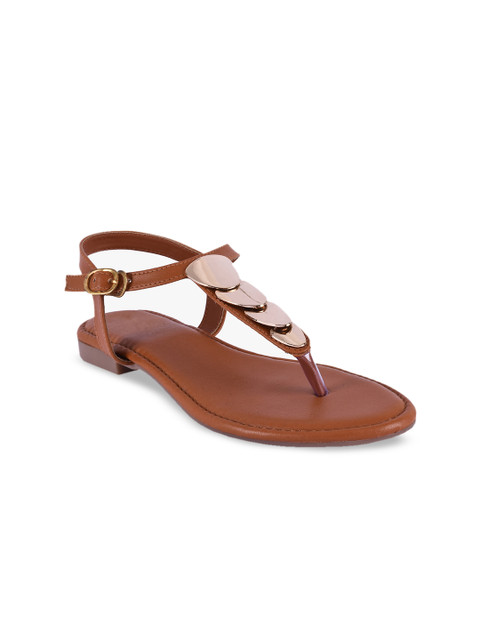 

BuckleUp Women Tan Brown Solid Open Toe Flats
