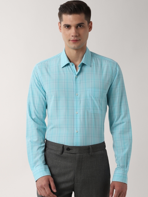 

Peter England Men Blue Regular Fit Checked Formal Shirt