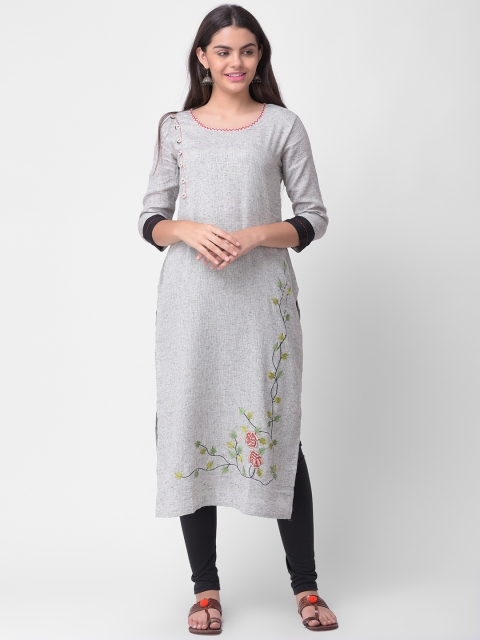 

aayusika Women Grey Printed Straight Kurta