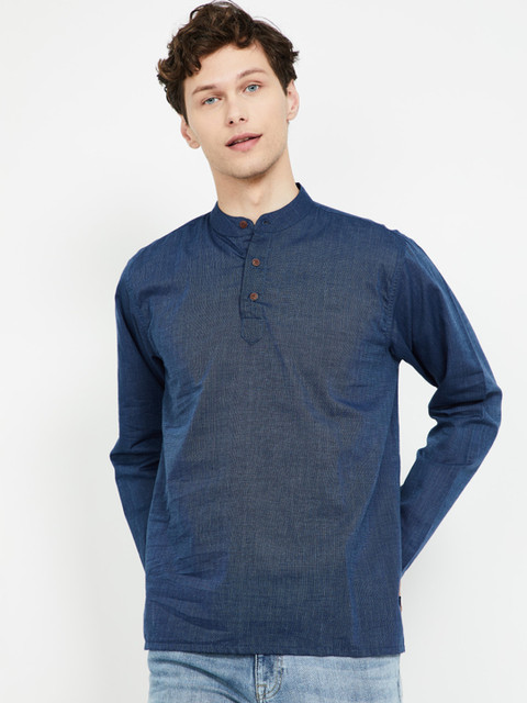 

Melange by Lifestyle Men Blue Solid Straight Kurta