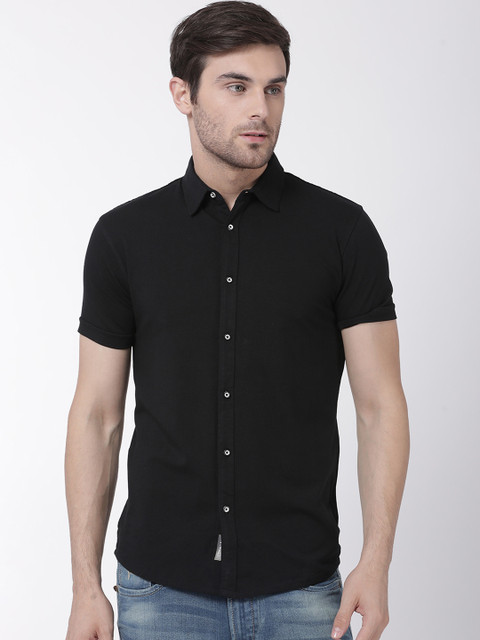 

T-Tog Men Black Slim Fit Solid Casual Shirt