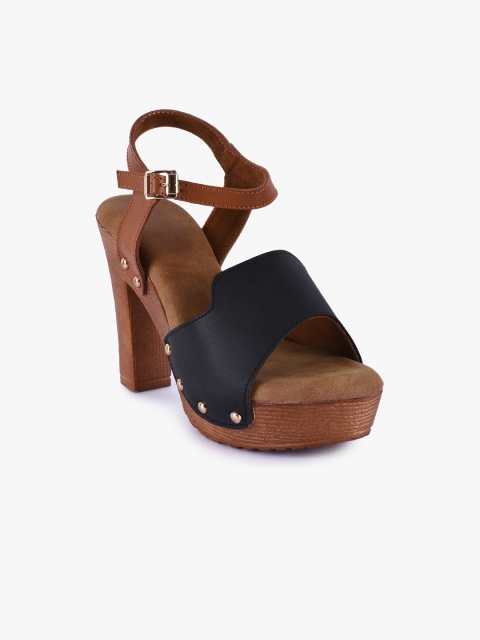

BuckleUp Women Black & Brown Colourblocked Sandals