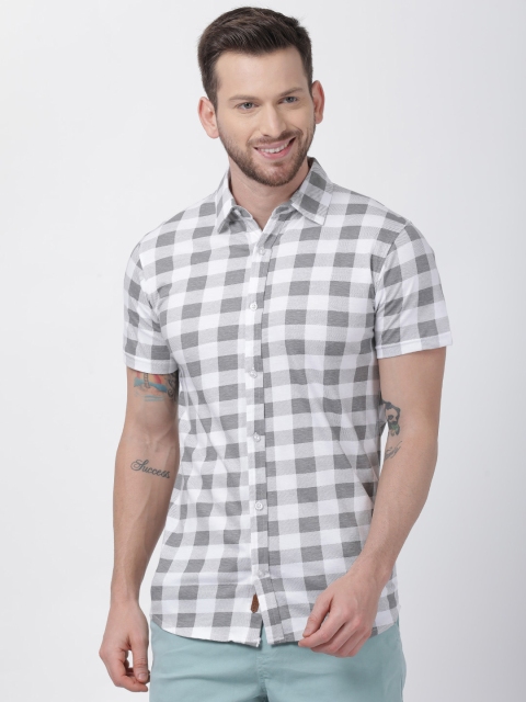 

T-Tog Men Grey & White Slim Fit Checked Casual Shirt