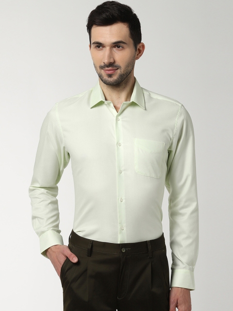 

Peter England Men Green Regular Fit Self Design Formal Shirt