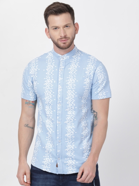 

T-Tog Men Blue & White Slim Fit Printed Casual Shirt