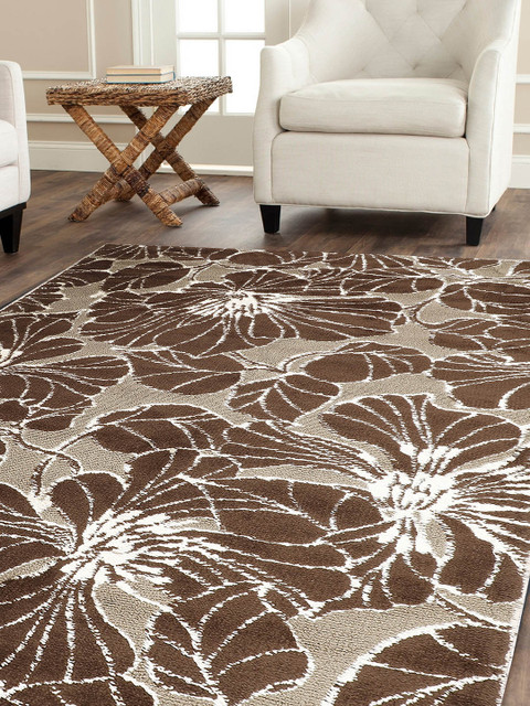 

PRESTO Brown & Beige Printed Hand-Tufted Anti-Skid Polyester Carpet