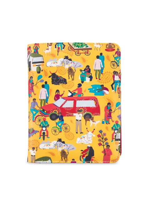 

Chumbak Unisex Mustard Yellow Printed Passport Holder