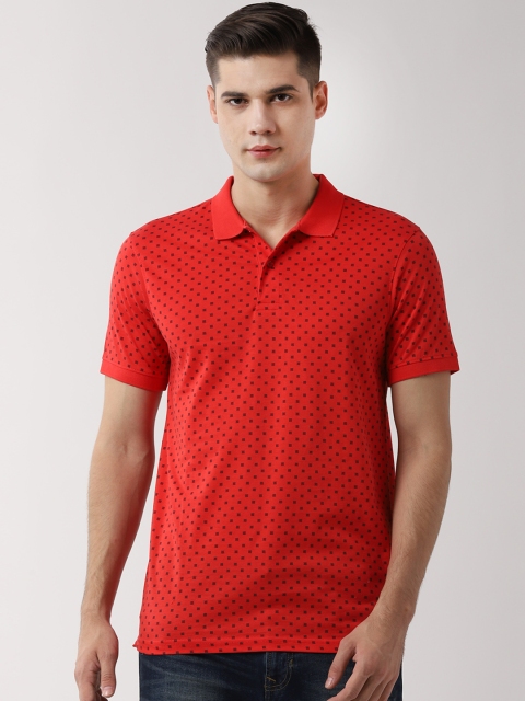 

Peter England Casuals Men Red Slim Fit Printed Polo Collar T-shirt