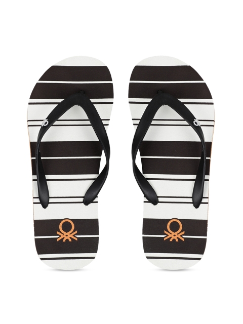 

United Colors of Benetton Men Black Striped Thong Flip-Flops