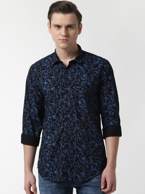

Peter England Casuals Men Black Slim Fit Floral Print Casual Shirt