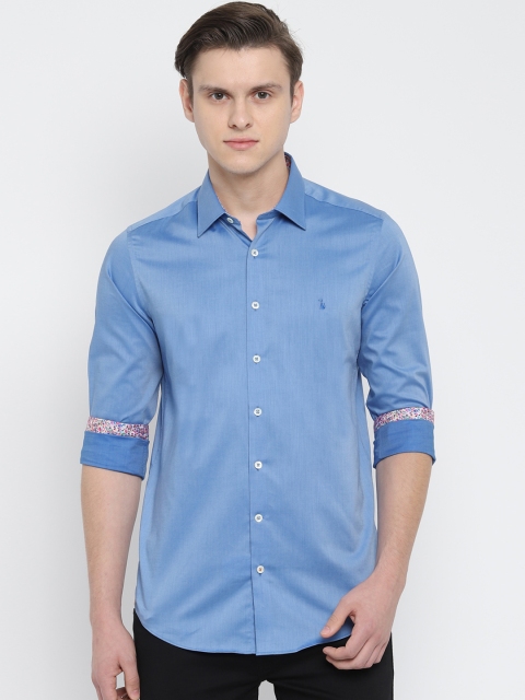 

SIMON CARTER LONDON Men Blue Slim Fit Solid Casual Shirt