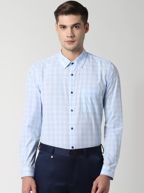 

Peter England Men Blue & White Regular Fit Checked Formal Shirt
