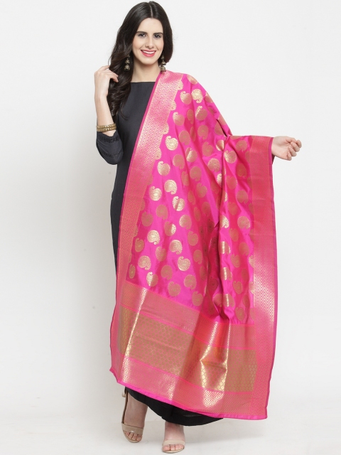 mf Women Pink Woven Design Dupatta
