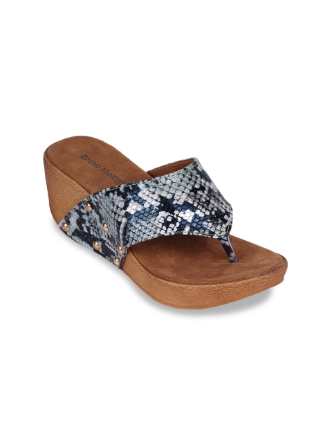 

Bruno Manetti Women Grey & Blue Printed Heels